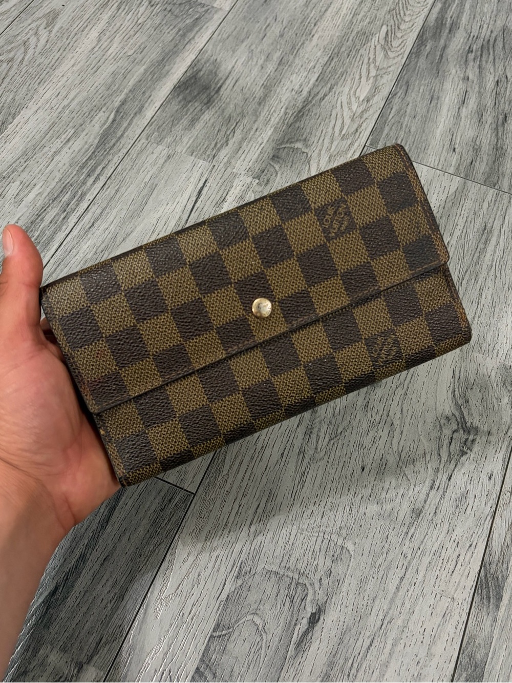 Louis Vuitton Damier Ebene Brown Check Trifold Wallet